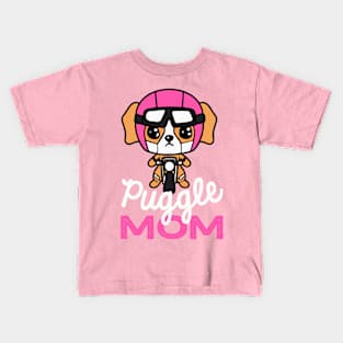 Puggle Mom Racing Funny Dog Owner Retro Dog Mother Kids T-Shirt